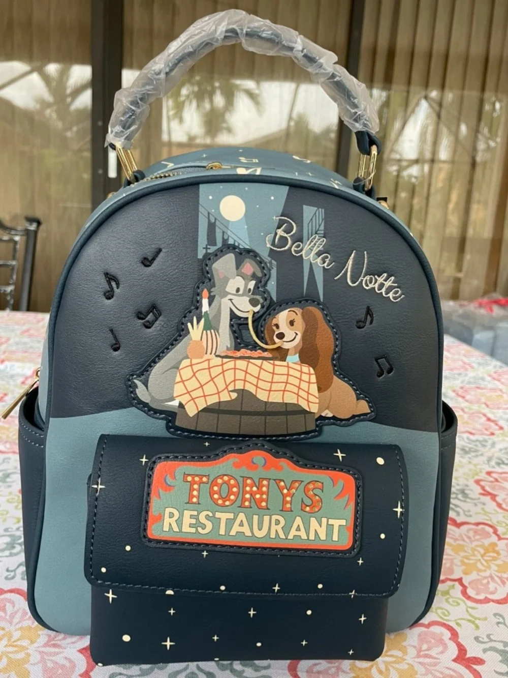 Disney Blue Bella Notte Tony's Restaurant Backpack and Wallet Set - Picture 2 of 5